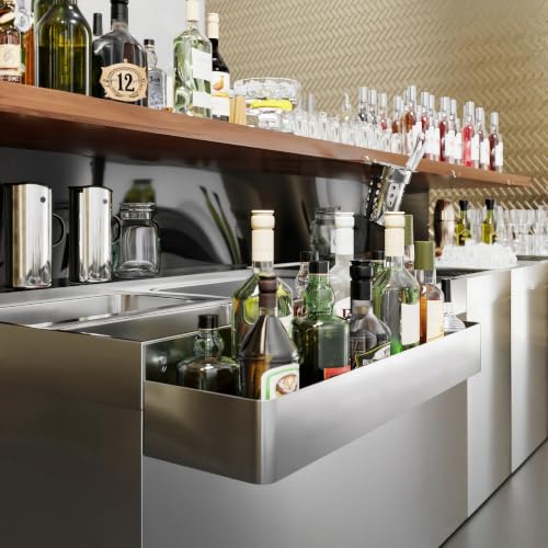 Image of AmGood 32 in. Abreast Double-Tier Stainless Steel Speed Rail Rack - 18 Gauge NSF Liquor Bottle Organizer for Bars, Restaurants & Home Bars