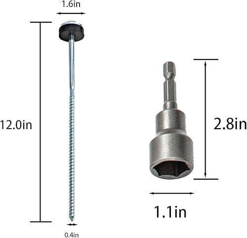 Miniatura 3 de 15 estacas perforables para tienda de campaña de 12 pulgadas | Clavijas hexagonales | Anclajes metálicos resistentes para tienda de campaña y picos