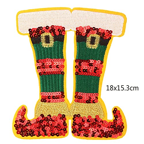 Patch Brodé Cerf de Noël à Paillettes, Accessoire Décoratif de Haute Qualité