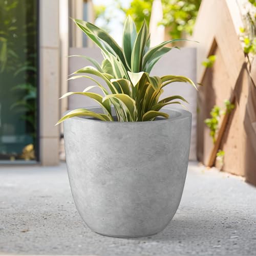 Image of Kante Pale Gray Concrete Planter 18 inch Dia All-Weather Round Large Pot