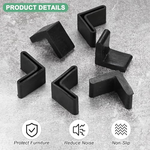 Image of M METERXITY 16-Pack L-Shape Angle Iron Caps, 1.5 x 1.5 Rubber Anti Slip Leg Cover for Shelves /Table, Furniture Leg Cover Floor Protectors Angle Iron Foot Pads