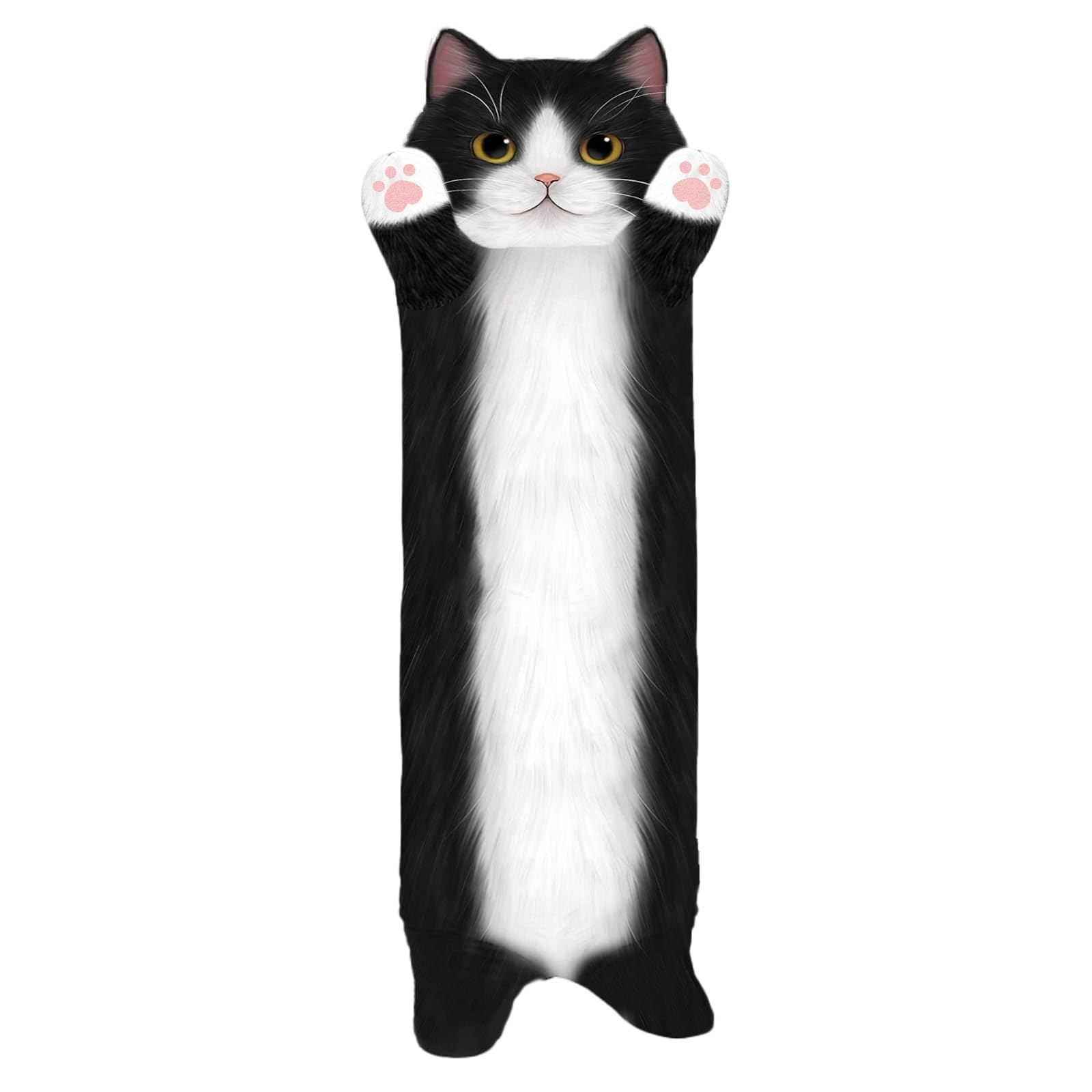 JELEIIHAHU Cat Pillow Stuffed Animals，cat Plush ，Cute Toys，Elephant Pillow，Long Pillow for Bed，Stuffed Animals as Sweet Gifts，Husky. (Dark Black, 51in/130cm)