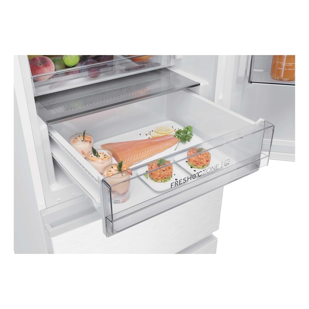 Haier 3D 60 Series HTR3620CNPW - Frigorífico Combi, 414L, Cajones Direct Access, Air Surround, Motor Inverter, Cajón 0º Fresh Zone, Total No Frost, Ancho 59,5 cm, Alto 205 cm, Iluminación LED, Blanco