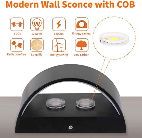Image of Lightess Modern Wall Sconces Indoor Wall Lamp Dimmable LED Up Down Wall Lamp 12W for Bedroom Living Room Staircase, Cool White