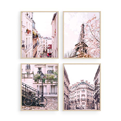 Pink Paris Wall Decor - by Haus and Hues | Paris Wall Art and Paris Decor for Bedroom | Paris Decor for Bedroom for Girls | Paris Decor for Bathroom (UNFRAMED) (11x14)