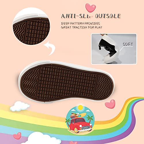 iFANS Girl and Boy Tall Canvas Kids Lace up Knee High Sneakers Black, 12.5 Narrow Little Kid4