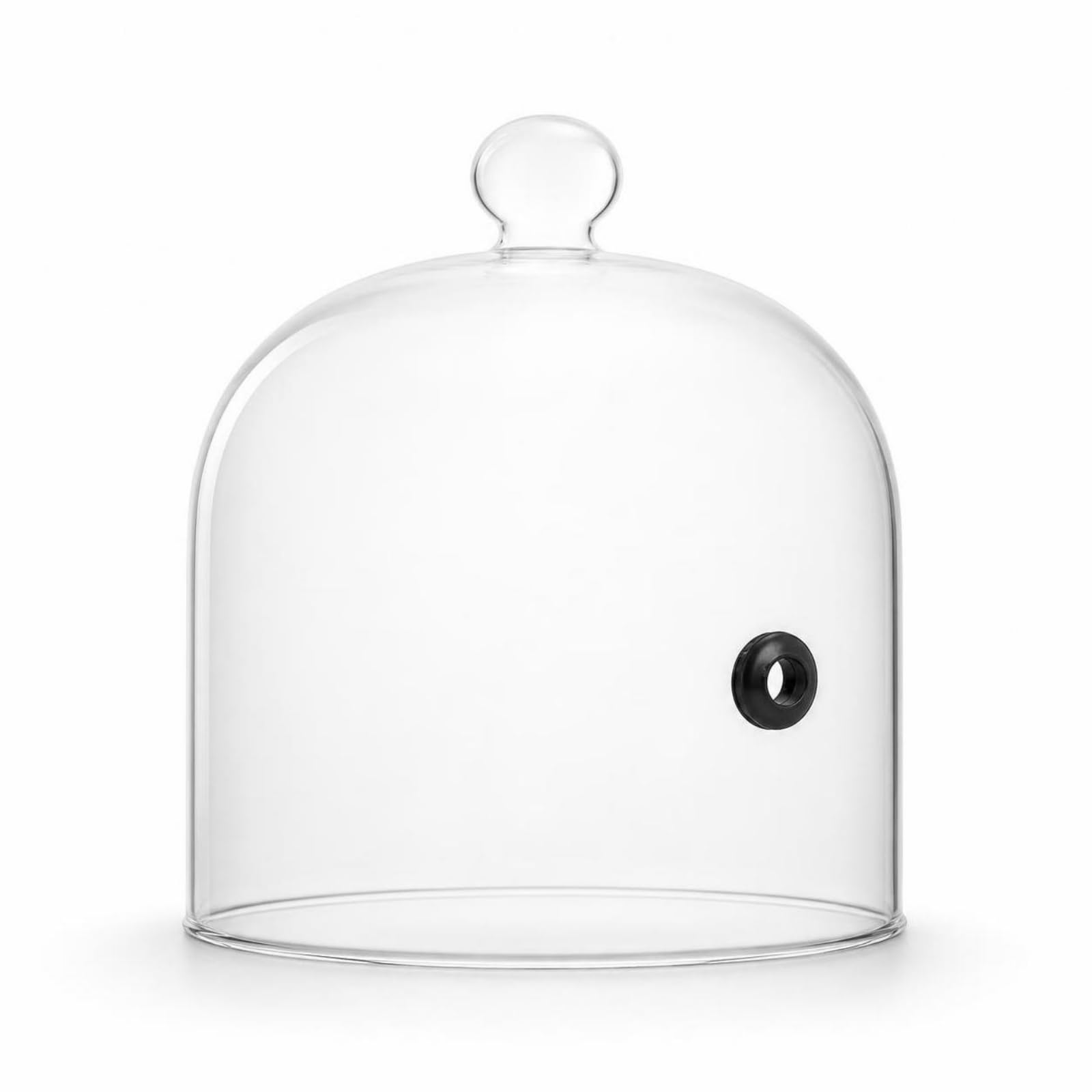 Cloche in Vetro con Foro Decorativo, Diametro 20 Cm, Altezza Totale 23 Cm