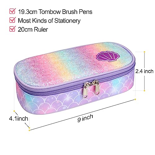 Image of Bagseri Pencil Case for Kids - Large School Supplies Pouch for Class | Girls Pencil Case Wide Opening, Kids Pen Bag with Multi-Slot, Cute Water Resistent Organizer for Stationery, Pink Dinosaur