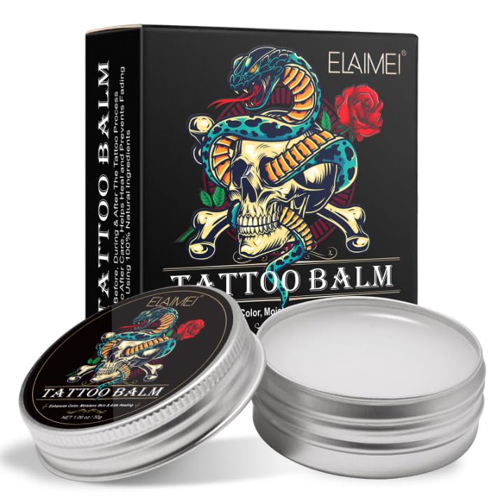 ELAIMEI® Tattoo Balm, Enhances Color, Moistens Skin & Aids Healing, Net 1.06 Oz / 30g (For Tattoo Aftercare & Skincare)