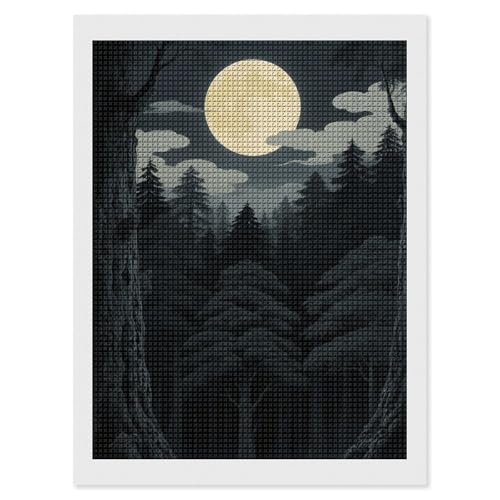 Kit peinture diamant 5D lune japonaise maccbn carrée 30x40 cm