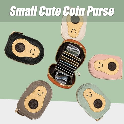 Cute Avocado Card Holder, Portable Multi-slot Credit Card Wallet, Zippered Small Coin Purse Change Holder Card Case for Women (Brown)2