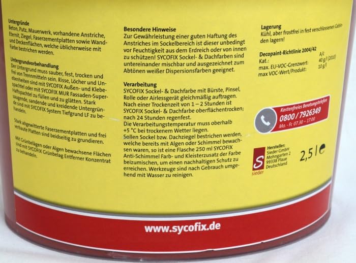 Sycofix Sockel- und Dachfarbe Ziegelrot 2,5 l