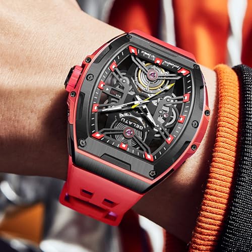 Image of OLEVS Men Automatic Watch Diamond Skeleton Mechanical Original Luxury Self Winding Wrist Watch for Men