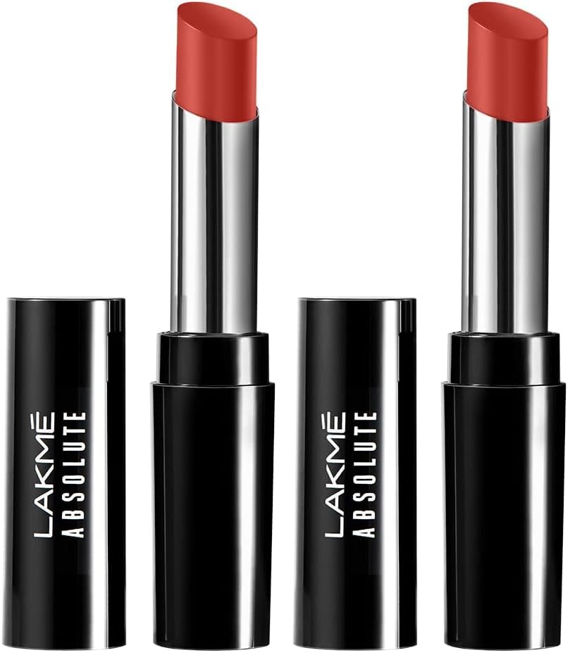 Image of Lakme Absolute Skin Dew Satin Lipstick 303 Red Alert (Pack of 2)