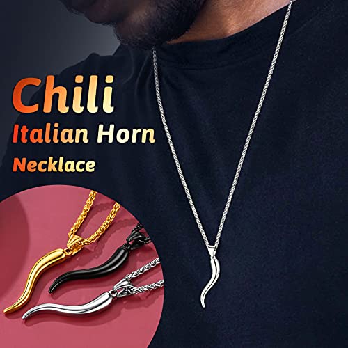 Faithheart Solid Italian Horn Pepper Pendant Necklace For Women Stainless Steel Cornicello Jewelry Teen Girls Protection Charms #TOP1