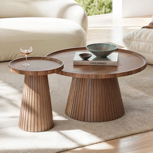 win2win Nesting Coffee Table Set of 2,Dark Walnut