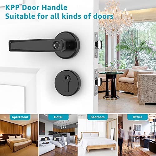Kpp Fingerprint Door Lock, Smart Locks For Front Door, App Control Keyless Entry Door Lock Keypad, Smart Door Knobs, Bluetooth Wifi Available Door Handle, Smart Lever Door Lock For Bedroom Office Home #TOP6