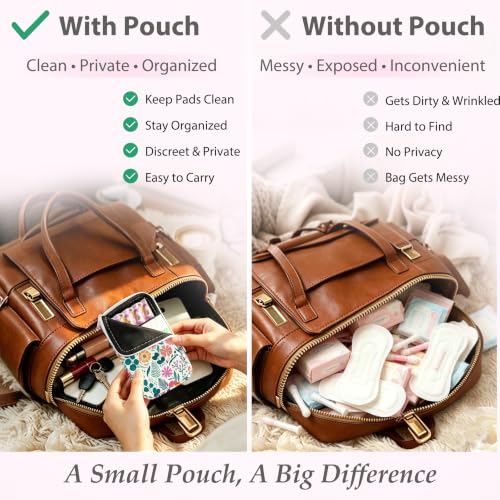Image of KJQJLY 2 Pack Portable Tampon Organizer Bag Tampon Holder & Storage Case with Zipper for Travel, Discreet Period Bag for Purse, Waterproof Feminine Products Pouch for Women (Flower 2)