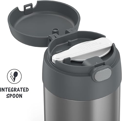 Miniatura 4 de THERMOS FUNTAINER - Tarro de alimentos de acero inoxidable aislado al vacío de 10 onzas con cuchara plegable, gris y FUNTAINER de acero inoxidable