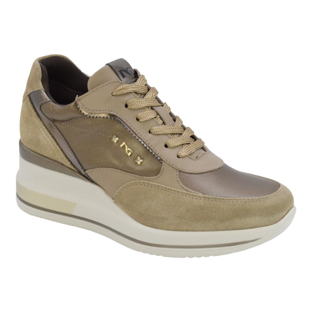 Nero Giardini I514130D Sneakers Femme en Cuir Velours, Vernis, Cuir Et Matière Technique