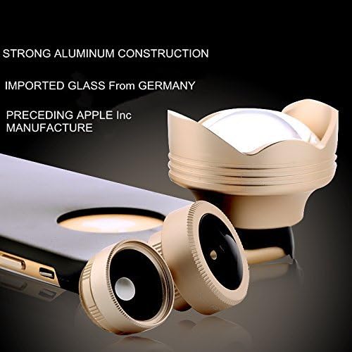 Ultra HD Professional Phone Lens Kit 4 in 1 180 Fisheye Lens + 0.63x Wide Angle Lens + 15x Macro Lens + 3x Telephoto with Clips for Iphone 5S SE 6 6S Plus Samsung S6 S7 Edge image 3