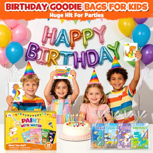 Image of ZMLM 24 Pack Coloring Books - Birthday Party Favors for Kids 4-8 Craft Gift | Small Goodie Bag Stuffers Bulk Mini Paint with Water Kits Classroom Prizes School Activity Return Art Toddler Boy Girl