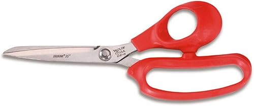 Wolff - Tijeras ergonómicas profesionales color rojo, compensadas, fabricadas en Estados Unidos, industrial, tela (ideal para manos grandes)