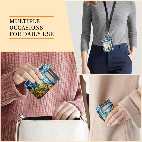 Image of Hancynir Sunflower Slim Wallet Women Credit Card Holder, RFID Small Cute