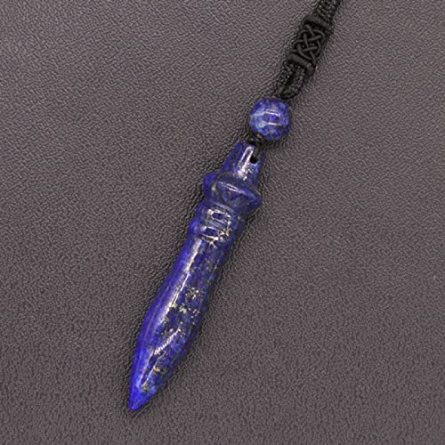 天然宝石クリスタルクォーツ振り子ストーンペンダントネックレス女性男性,ラピスラズリ