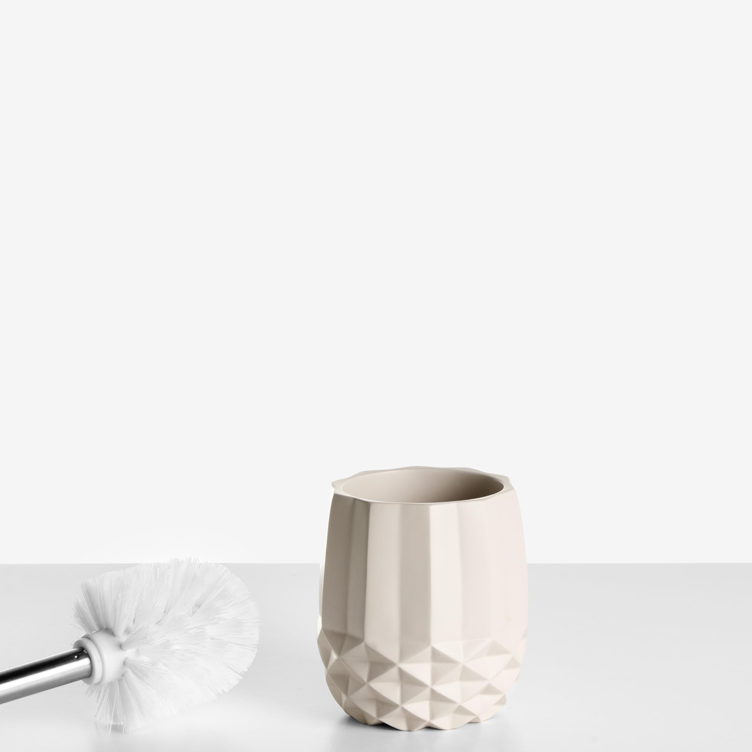 Conjunto de 5 Accesorios de baño jabonera dispensador de jabón escobilla de Inodoro Vaso Soporte para cepillos de Dientes Beige Samiria
