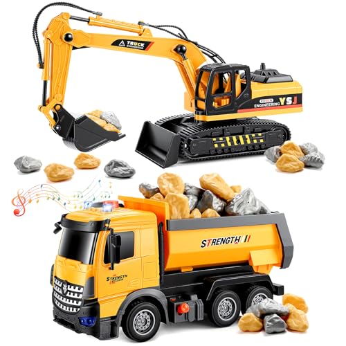 EUTOYZ Toy Cars for Boys Construction Toys for 2-7 Year Old Girls Boys Toys Age 2 3 4 5 6 Digger Truck Toy Birthday Easter Gifts for 1-6 Year Olds Girls Boy Kids Toys Age 1-6 Year Old Toddlers Cars