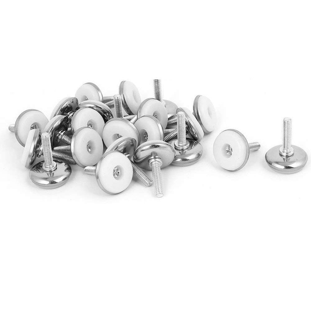 Szetosy White Adjustable Furniture Leveling Feet - Goodchanceuk 24Pcs Furniture Leg Leveling Feet M6x15mm Stainless Steel Screw On Glide Leveling Foot