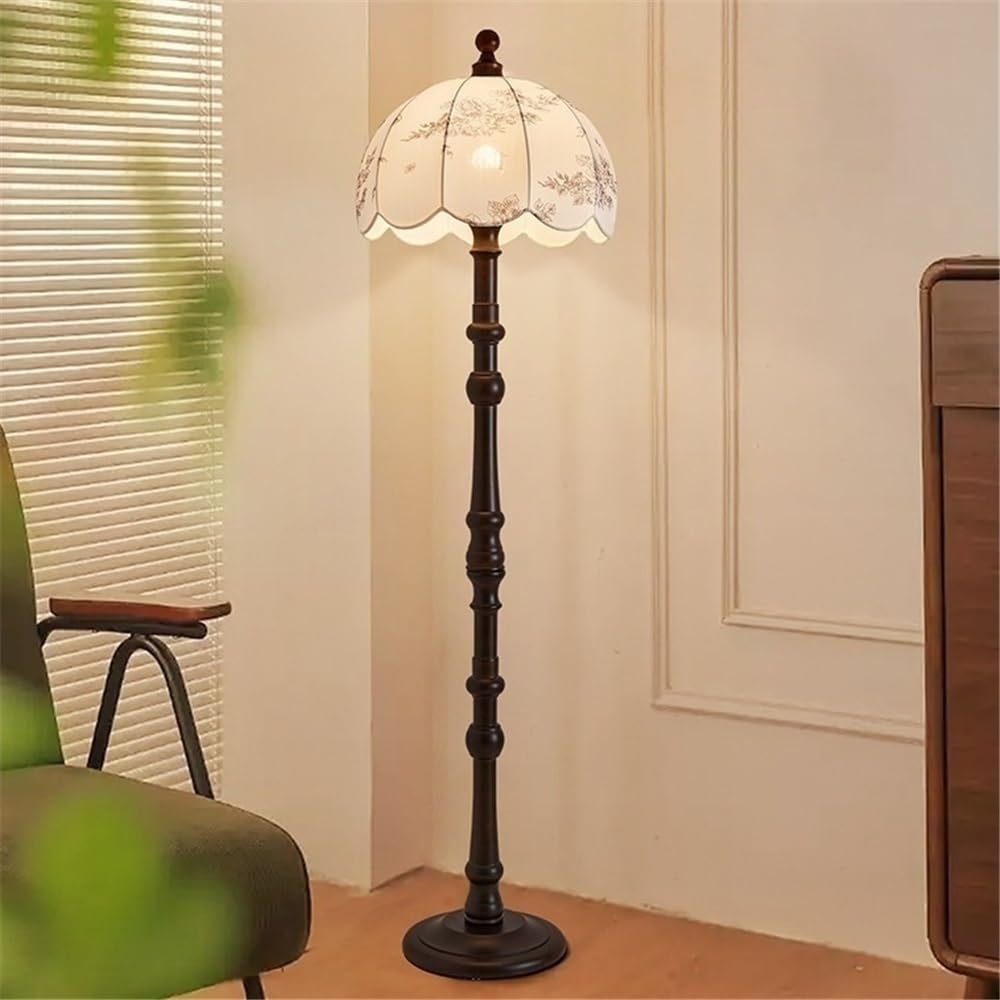Oświetlenie Czarna drewniana lampa podłogowa salon sypialnia sofa boczna