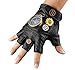 Steampunk Cosplay Compass Gears Fingerless Real Leather Gloves Men/womens (Mens size: XL)