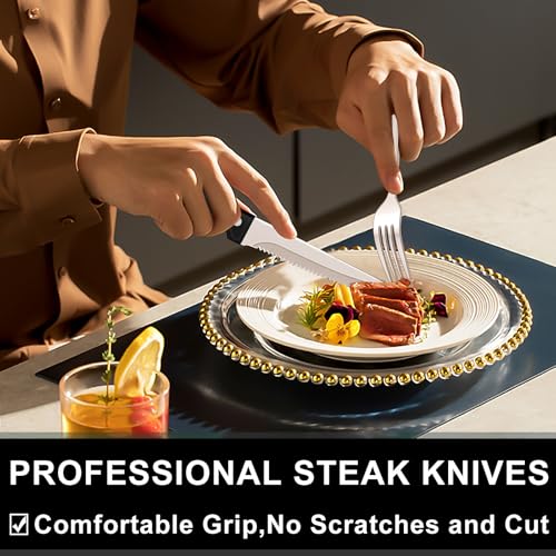 Image of 49-Piece Silverware Set with Organizer, Food-Grade Stainless Steel Flatware for 8, Cutlery Utensil Sets with Steak Knives, Rust-proof, Mirror Polished, Dishwasher Safe, Silver Roman Column