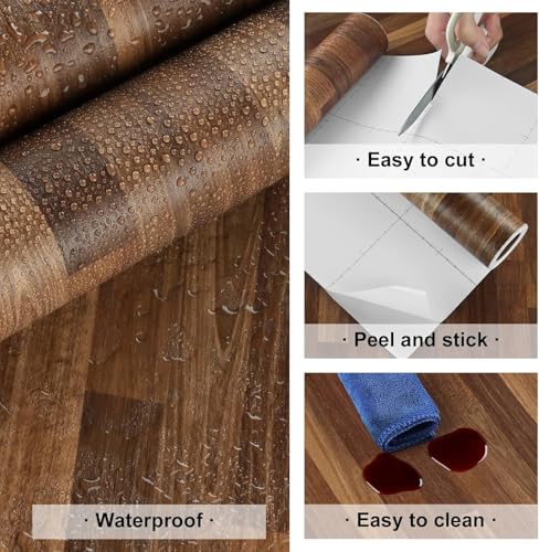 Image of WALLMATE Self Adhesive Wood Grain Wallpaper Vinyl Furniture Sticker Wood Wallpaper Kitchen Wallpaper Wooden Door Desktop Wallpapers (Box Woodens, 24x78 Inch)
