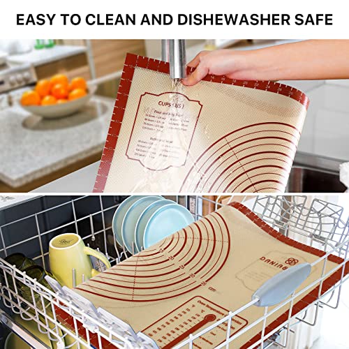 Image of Silicone Baking Mat,28 inch x 20 inch Extra Thick Large Non Stick Sheet Mat with Measurement Non-slip Dough Rolling Mat,Reusable Food Grade Silicone Counter Mat for Making Cookies,Macarons,Bread and Pastry