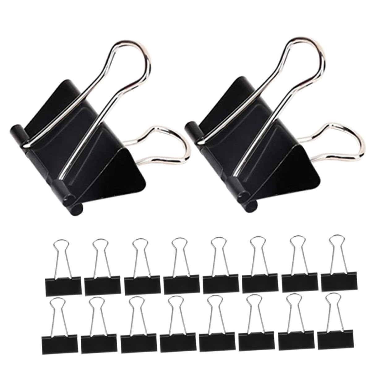 SEWACC 60 piezas Clips de Metal Negro para Oficina Sujeción Resistente Papeles Facturas Organizador Reutilizable