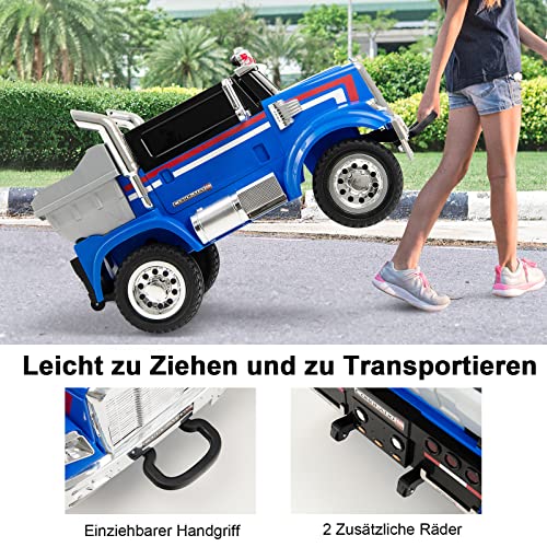 COSTWAY 12V Aufsitz Muldenkipper Optimus Prime mit Verstellbarer Kippmulde, Kinderauto LKW mit Musik und Geschichten… – Bild 8