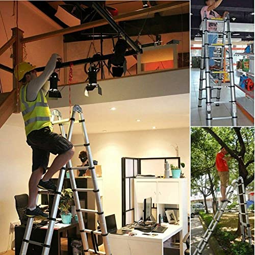 Multi-Purpose Ladder Stainless Steel Ladder Portable Attic Ladder A-Frame Extendable Ladder for Indoor Outdoor Use Telescopic Ladder with Non-Slip Feet Heavy Duty Folding Ladder(2.5m+2.5m) 9 Multi-Purpose Ladder Stainless Steel Ladder Portable Attic Ladder A-Frame Extendable Ladder for Indoor Outdoor Use Telescopic Ladder with Non-Slip Feet Heavy Duty Folding Ladder(2.5m+2.5m) - Image 9