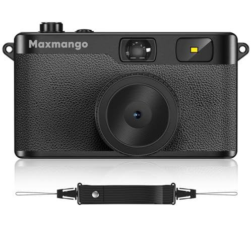 Maxmango D53 Cámara Digital de Estilo Retro sin Pantalla, 12 MP Filtros DIY, Cámara Digital compacta sin Pantalla con Tarjeta SD de 8 GB para 4000 Fotos (Negro)