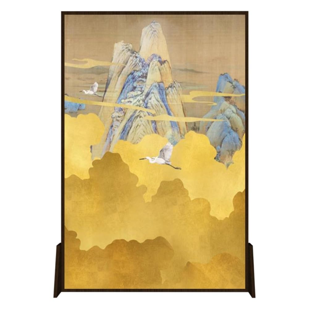 Privacy Screen Retro Porch Screen Partition, Living Room Movable, Decorative Background Wall, Qianli Jiangshan Floor Room Divider