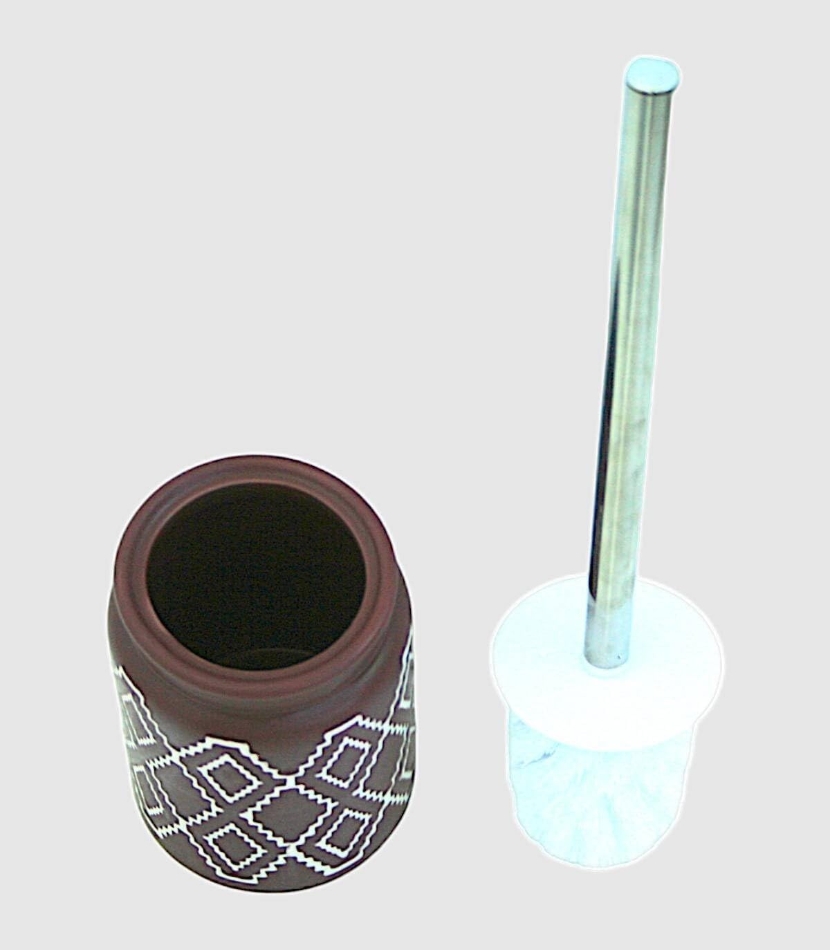 Escobillero WC cerámica marrón con Tapa, Juego para baño Cerámica, Escobillas de Baño, Cepillo WC Flexible y Suave para Limpieza Profunda.