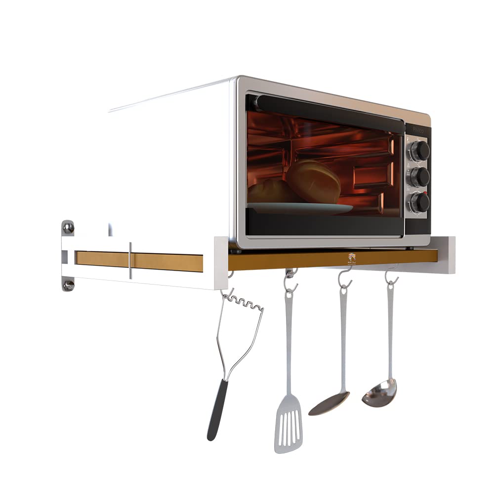 MILAD Metal Wall Mount Oven Stand and Spice Organizer (60 L x 40 W x 10 H in CMs, Golden White OS-19) (B0B9Y4SJ7H) Amazon Price History, Amazon Price Tracker