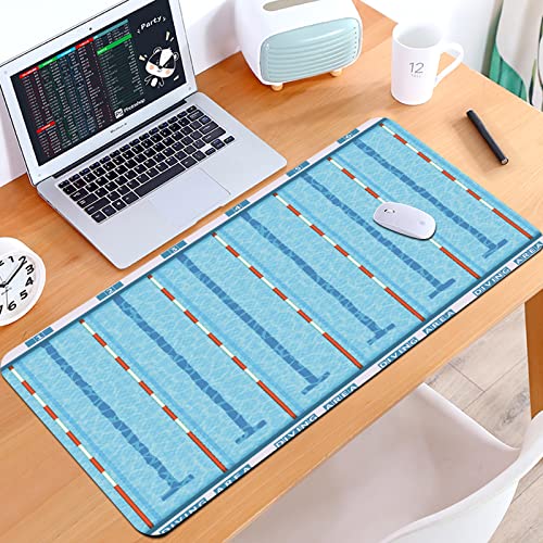 SHIVNAMI Alfombrilla Raton Grande Gaming Mouse Pad,Estilo de Vida Piscina Profesional olímpica Baño Profundo Textura Carriles Ver ,Lavable, Antideslizante Diseñada para Gamers, Trabajo de Oficina