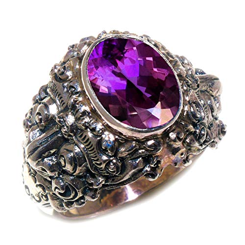 Bague Améthyste Argent 925 Antiallergique Bague Ajustée Main Taille 61,5