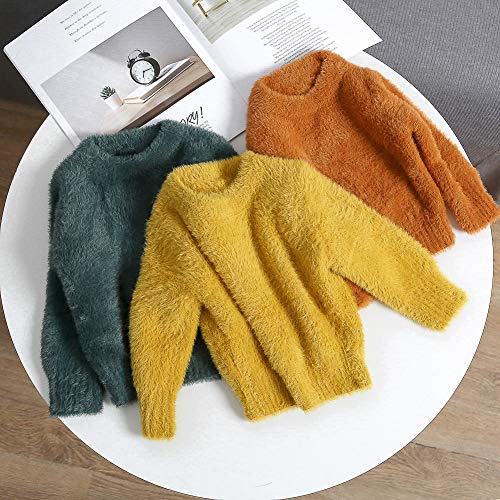 Image of Curipeer Baby Sweater Solid Ruffle Basis Pullover Sweater Turtleneck Longsleeve Fall Clothes for Baby Girl and Boy 6M-4T
