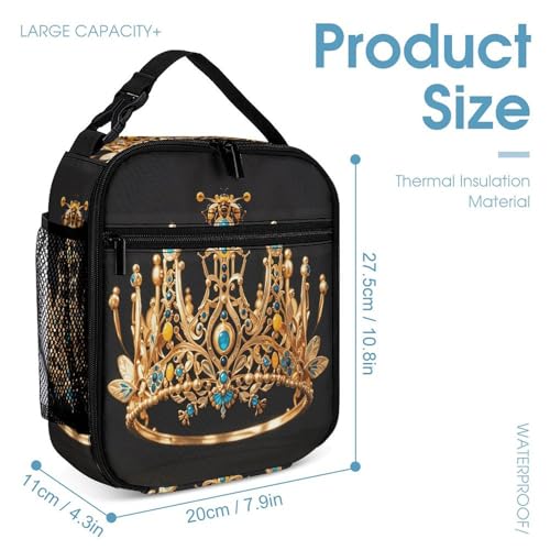 3Pcs Backpack Sets Gold Queen Bee Crown Print Travel Daypack 3 in 1 Lightweight Backpack Set with Lunch Bag And Cosmetic Bag4