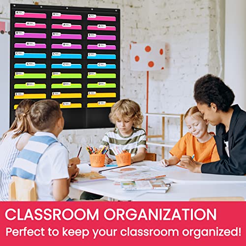 Image of Heavy Duty Storage Pocket Chart for Classroom and Office,Clear Storage Pocket Chart for Files Folder (30 POCKETS)