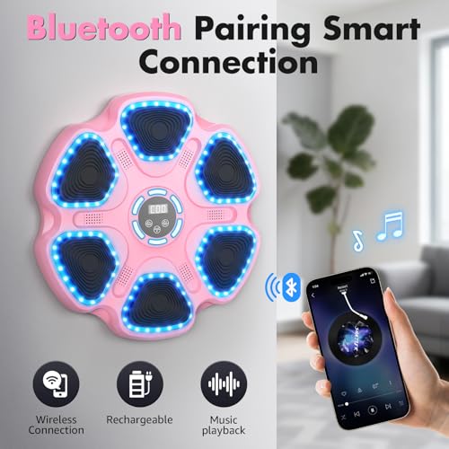 Image of Music Boxing Machine for Kids Adults, Smart Interactive Music Punching Machine with Gloves 11 Modes 9 Speeds Wall Mounted Electronic Boxing Punching Pad for Reaction Training Home Fitness Room Game